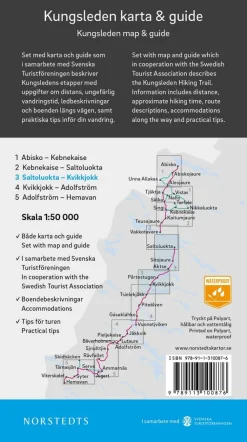 Norstedts Zweden Scandinavië & Ijsland|Wandelkaart Kungsleden 3 - Saltoluokta - Kvikkjokk