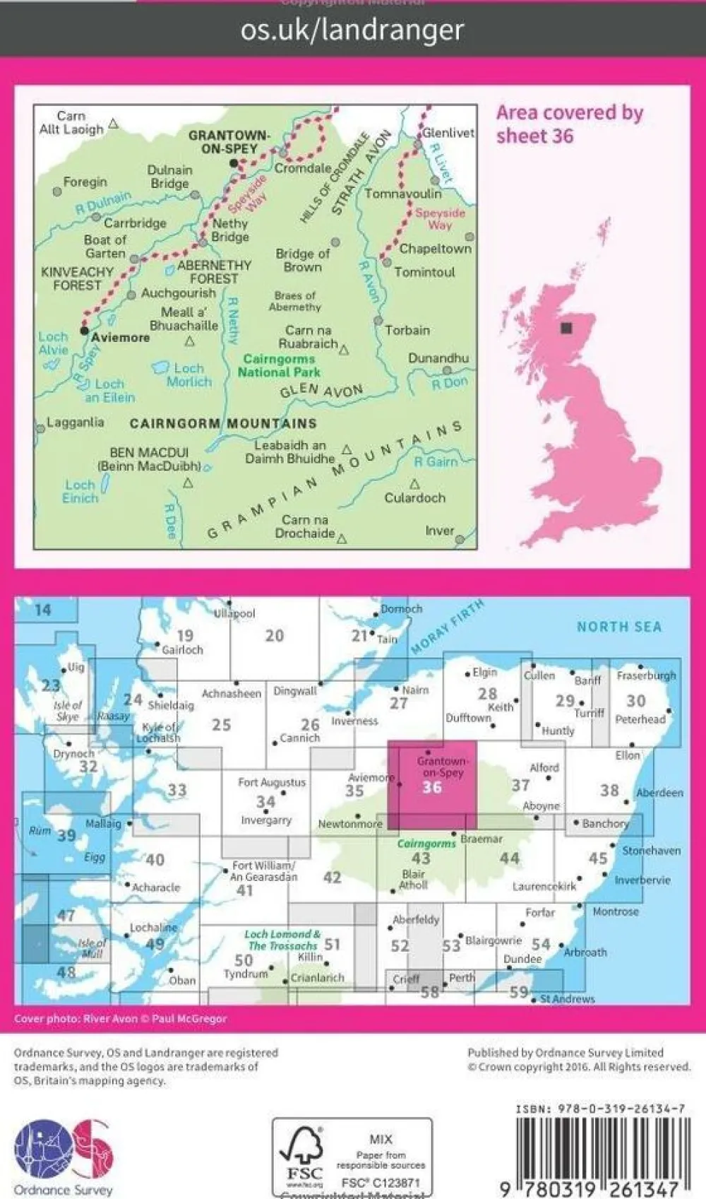 Ordnance Survey Groot-Brittanië & Ierland|Wandelkaart 036 Grantown - Aviemore