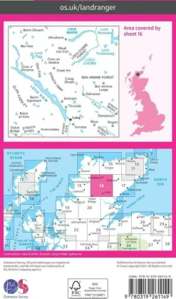 Ordnance Survey Groot-Brittanië & Ierland|Wandelkaart 016 Lairg & Loch Shin