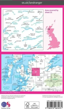 Ordnance Survey Groot-Brittanië & Ierland|Wandelkaart 025 Glen Carron & Glen Affric
