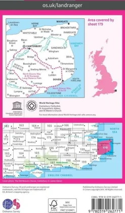 Ordnance Survey Groot-Brittanië & Ierland|Wandelkaart 179 Canterbury - East Kent