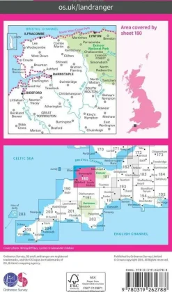 Ordnance Survey Groot-Brittanië & Ierland|Wandelkaart 180 Active Barnstaple & Ilfracombe