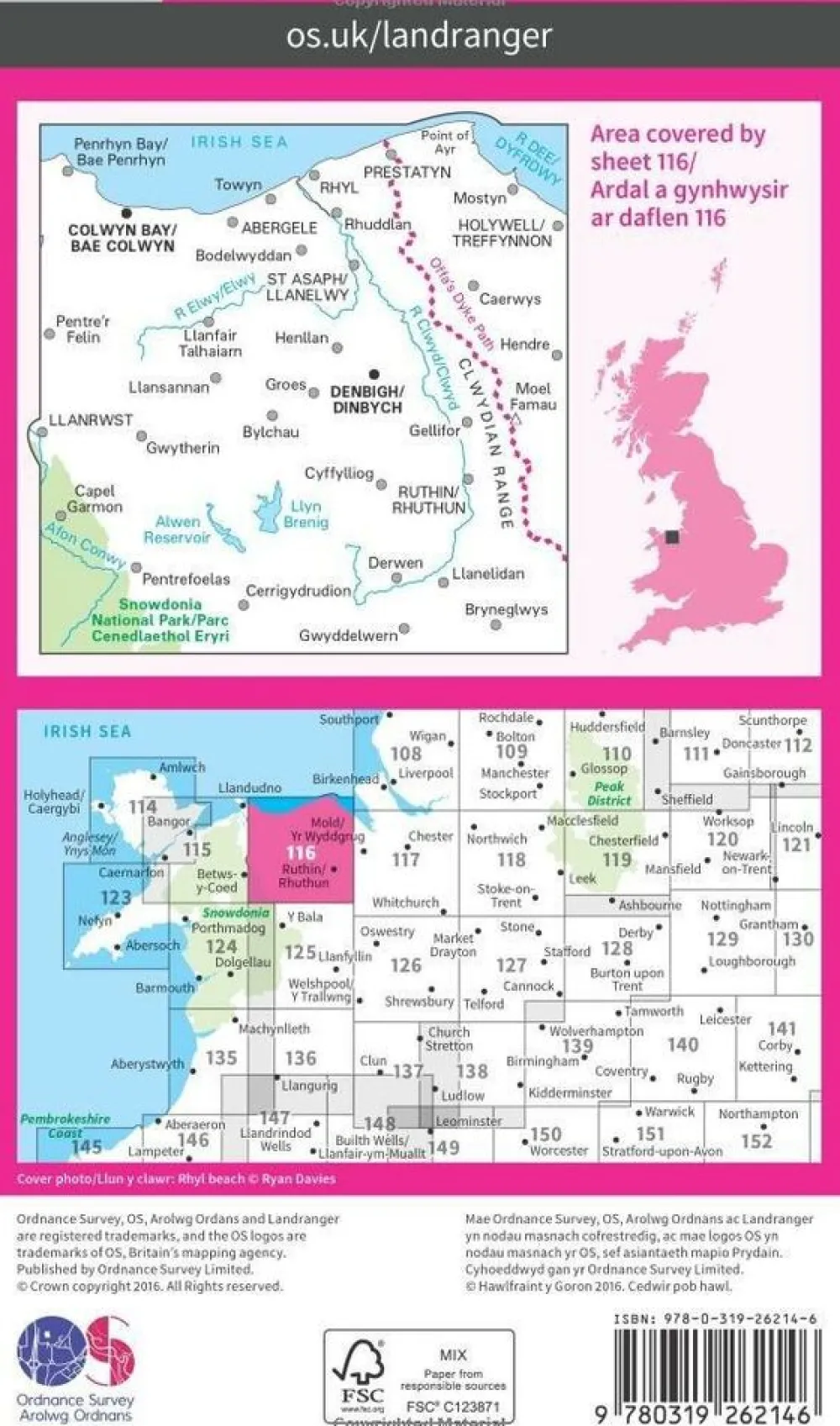 Ordnance Survey Groot-Brittanië & Ierland|Wandelkaart 116 Denbigh - Colwyn