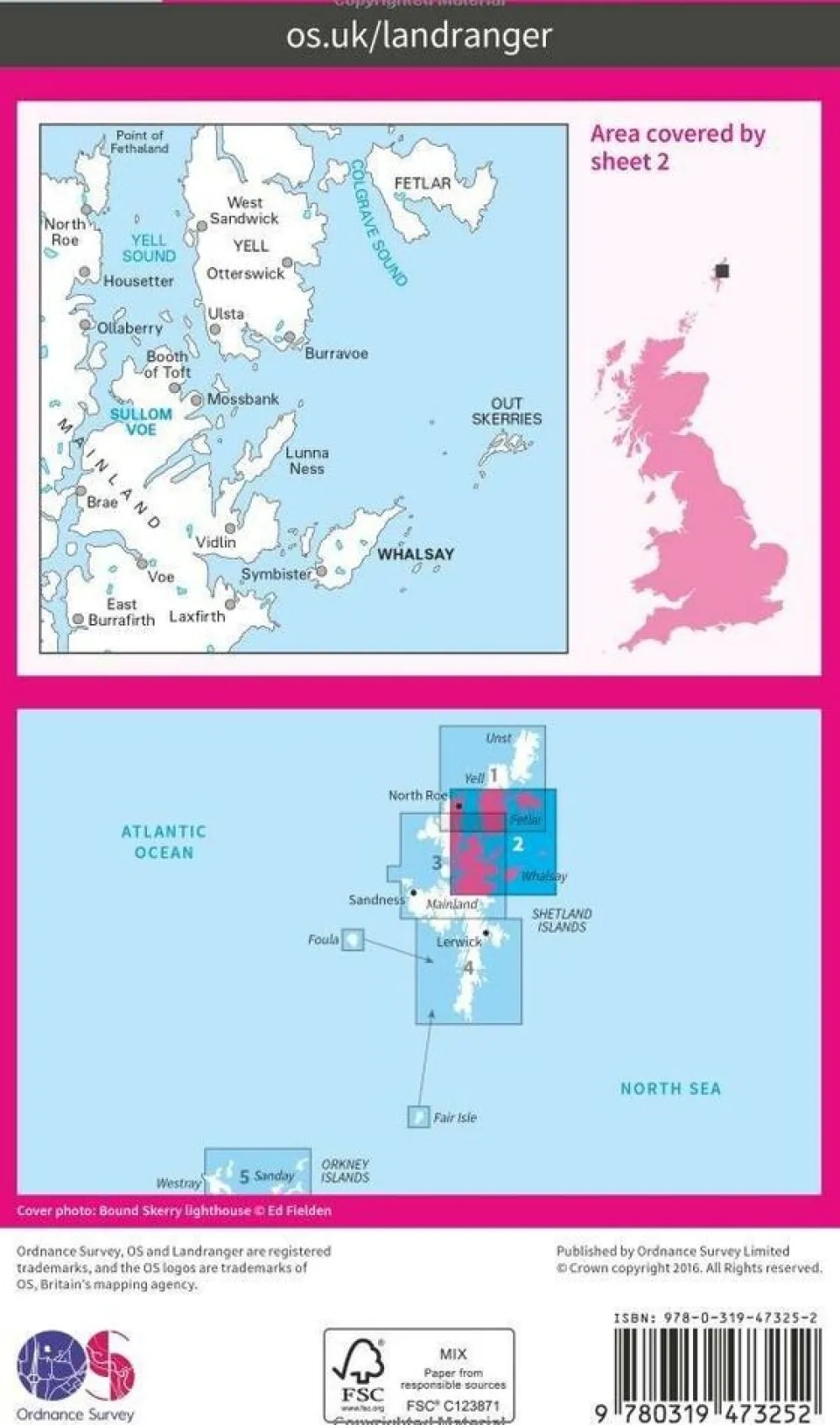 Ordnance Survey Groot-Brittanië & Ierland|Wandelkaart 002 Shetland