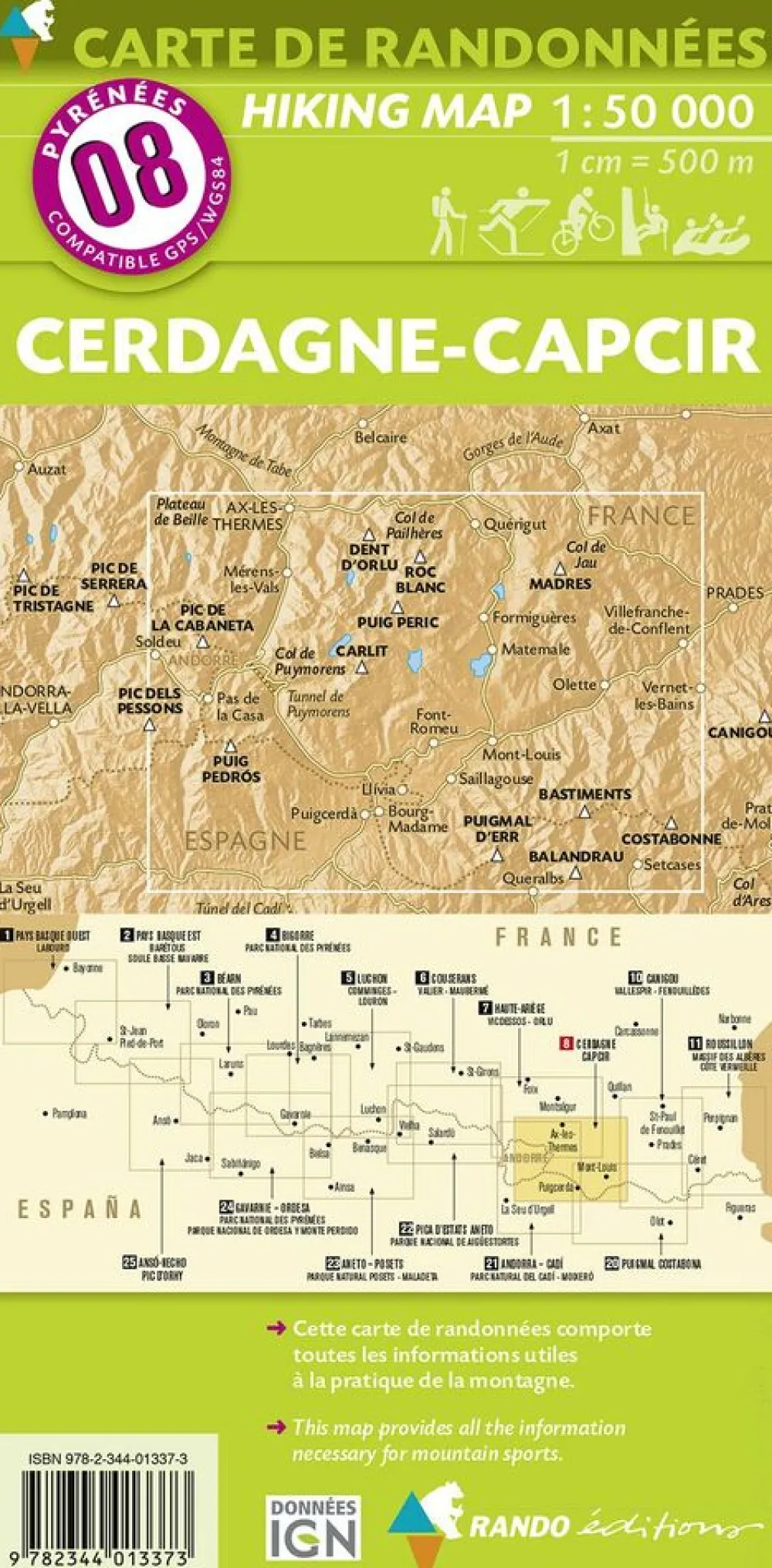Rando Editions Spanje & Portugal|Frankrijk|Wandelkaart 08 Cerdagne-Capcir