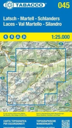 Tabacco Italië & Malta|Wandelkaart 045 Laces Val Martello