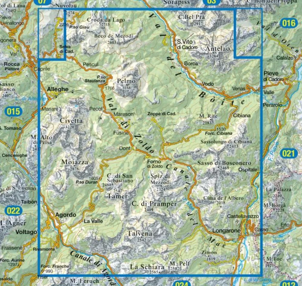 Tabacco Italië & Malta|Wandelkaart Dolomiti di Zoldo 025