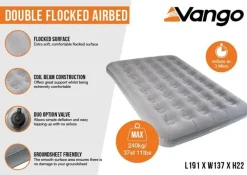 Vango Slaapmatten|Double flocked airbed nocturne grey
