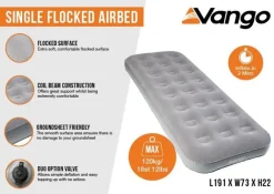 Vango Slaapmatten|Single flocked airbed nocturne grey
